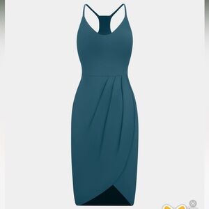 Halara Racerback Split Hem Dress; EUC; Built in Bra; Majolica Blue; Size M